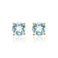 thumbnail image 5 of 14K Solid Yellow Gold Blue Aquamarine Studs Gemstone Solitaire Earrings March Birthstone Jewelry, 5 of 10