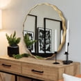 thumbnail image 4 of TEWLOSS Round Mirrors Wall Mirror 32" Wavy Mirror for Bathroom Gold Aluminum Alloy Frame, 4 of 10