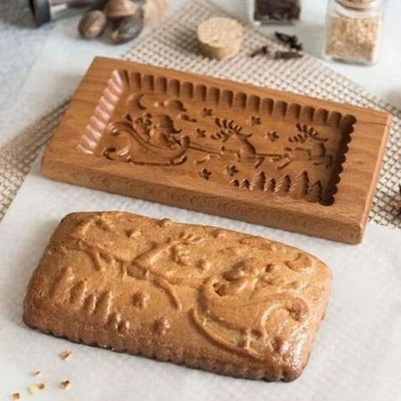 

Christmas Wooden Cookie Molds 3D Santa Cluas Biscuit Baking Mold Embossing Carved Baking Tool Chocolate Biscuits Cake Cutter for Halloween Thanksgiving Air Fryer Egg Bites Mold