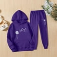 thumbnail image 2 of BLOCLOALO 2 Piece Lounge Set Long Sleeve Pullover Hoodie Sweatshirts Sweatsuit Set Oversized Sweatshirt Jogger Sweatpants and Sweatshirt Set Plus Size Workout Sets Classy Lounge Sets Purple 3Xl, 2 of 3