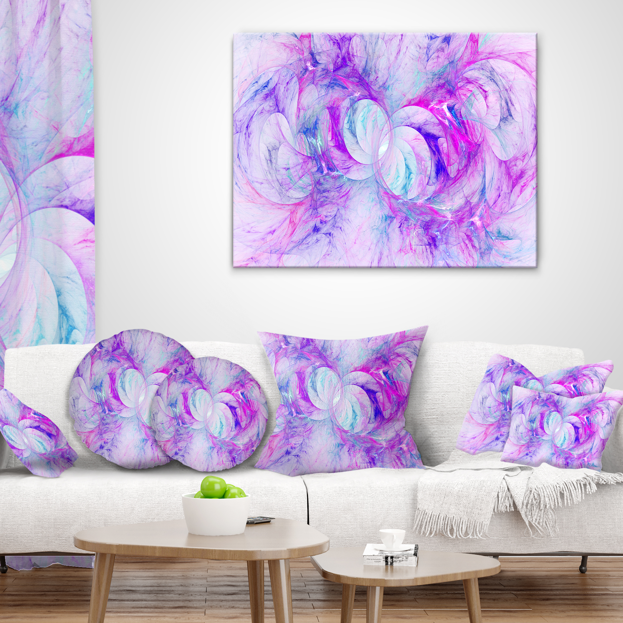 Designart Light Purple Fractal Texture - Abstract Throw Pillow - 12x20