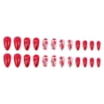 thumbnail image 5 of Yoyauz 24pcs French Pointed Nail, Short Fake Nail, Square Nail With Red Flower Design, Charming Acrylic Nail Suitable For Girls And Ladies, 5 of 6