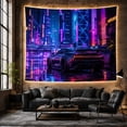 thumbnail image 6 of Dark Sports Car in Electric Blue and Magenta City, Dramatic Digital Art for Car Enthusiasts, Neon Urban Decor, Housewarming Gift, Tapestry Wall Hanging for Bedroom and Studio, 6 of 7