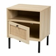 thumbnail image 2 of Baxton Studio Caterina Brown Wood and Rattan 1-Door End Table with Shelf, 2 of 9