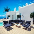 thumbnail image 3 of Modway Harmony 10 Piece Outdoor Patio Aluminum Sectional Sofa Set in White Gray, 3 of 4