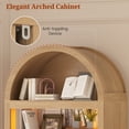 thumbnail image 6 of 79.4" Tall Arched Cabinet Set of 2, Modern 7-Tier Bookshelf with RGB Light and Adjustable Shelf for Living Room, Kitchen, Home Office, Oak, 6 of 10