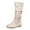 Beige, variant on Leozcaa Women's Mid Calf Ankle Boots Flat Heel Slouchy Suede Folds Winter Low Heel Slip-on Elastic Boots