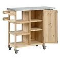 thumbnail image 6 of Foldable Outdoor Kitchen Island with Lockable Wheels, Portable Patio Prep Station, Stainless Steel Top and Storage Cabinet, Natural, 6 of 19