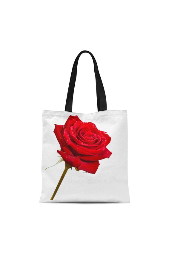 Canvas Tote Bag Names Red Rose Customized Name Add Your Nature Monograms Reusable Handbag Shoulder Grocery Shopping Bags