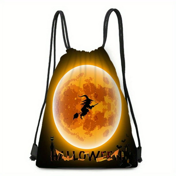 1pc Halloween Bundle Pocket, Bolsa De Cordón De Poliéster, Bolsa De Mochila Portátil Para Estudiantes, Bolsa De Compras Oxford Al Aire Libre, Para Halloween, Decoración De Festivales