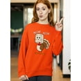 thumbnail image 2 of Thanksgiving Cat Meow Funny Hiding Turkey Crewneck Sweatshirt, 3XL, Orange, 2 of 6