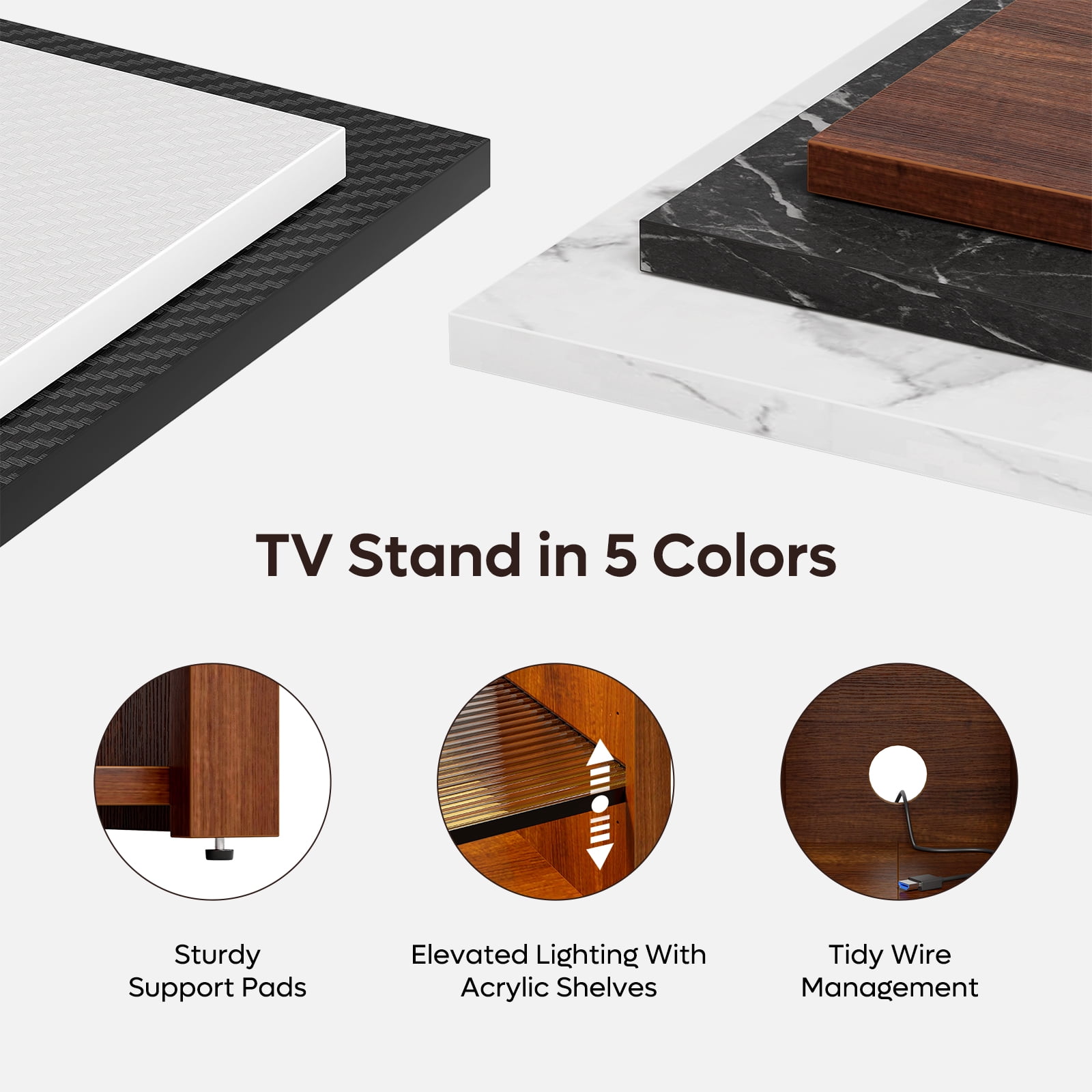 Bestier Tall TV Stand for 65" TVs,Entertainment Center with PS5 Storage,LED TV Stands for Living Room,TV console with Adjustable Storage Shelf,Walnut TV Stand