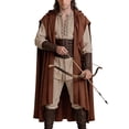 thumbnail image 3 of Men's Medieval Hooded Sleeveless Surcoat Holloween Renaissance Tabard Tunic Vest Cloak Viking Costume Cosplay Cape, 3 of 10