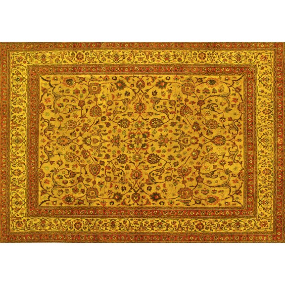 Ahgly Company Indoor Rectangle Persian Yellow Traditional Area Rugs, 5' x 7'