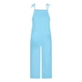 thumbnail image 4 of QATAINLAV Womens Casual Sleeveless Jumpsuits Loose Linen Adjustable Strap Romper Wide Leg Solid Color Long Pants Overalls 2024 Summer Playsuits, Blue, XL, 4 of 6