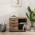 thumbnail image 4 of Accent Chest Drawer Office Storage Cabinet-Color:Walnut,Size:3 Drawer with 2 Shelf, 4 of 7