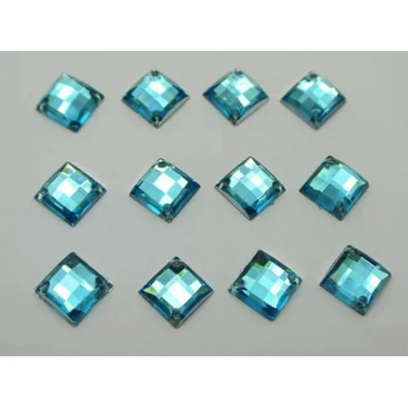 U8MO 200 Flatback Acrylic Square Sewing Rhinestone Gem Button 8X8mm Sew on beads-Blue