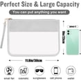 thumbnail image 4 of Izuzta Clear PVC Flat Pouch,PU Makeup Bag Clear Zipper Pouch with Wristlet,DIY Chenille Letter Bag Waterproof Portable Travel Toiletry Bag Cosmetic Pouch for Women Girls(Grey), 4 of 6