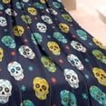 thumbnail image 3 of Navy Colorful Skull Pattern Blanket,Comfortable Soft Flannel Throw Blanket,All Season,Warm Lightweight Blankets for Sofa Bed Couch Living Room Chair,60"x80", 3 of 4