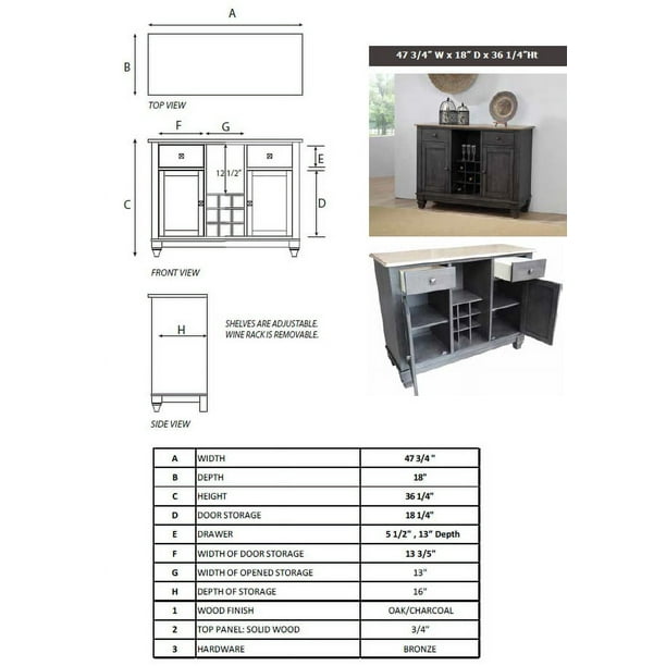 Nysha 10 Piece Dining Room Set Charcoal Oak Wood Transitional Extendable Table 8 Scooped Fiddleback Chairs Buffet Server