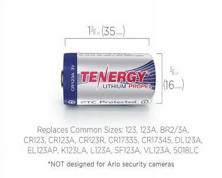 Pila de litio para fotografía CR123A Tenergy Propel, protegida con PTC 12  unidades Azul, Plateado