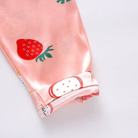 

nsendm Baby Boy Girl Clothes Strawberry Print Button Down Short Sleeve 2PCS Tops and Pants Kids Clothes Pajamas Pink 4-5 Years