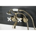 thumbnail image 2 of Kingston Brass KS266PXAB Kingston Three-Handle 2-Hole Wall Mount Clawfoot Tub Faucet with Hand Shower in Antique Brass, 2 of 7