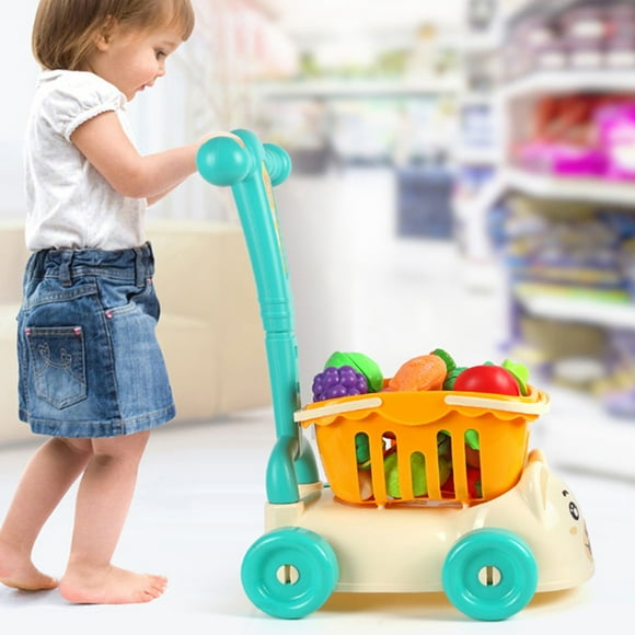 EGNMCR Toddlers Kitchen Set With Interactive Vegetables Enjoy Play House Game Children's Shopping Cart Toy Cart Pretend Play Sets Gifts For Children Play house
