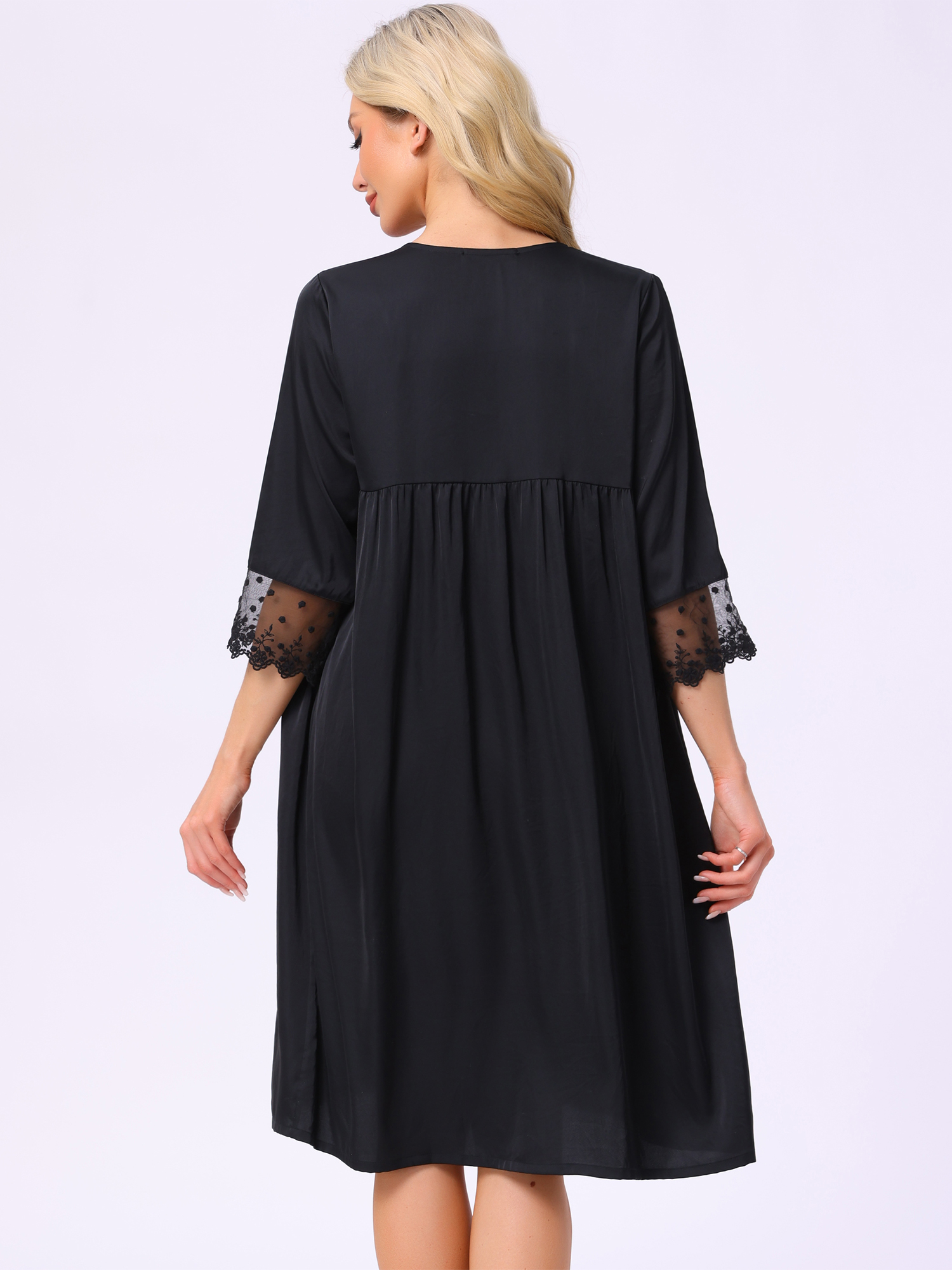 DARING DIVA Silky Nightgown Robe Set Satin Camisole Pajama 2 Pieces M Black