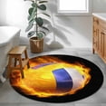 thumbnail image 4 of Flame Volleyball Washable Area Rug&nbsp;4 ft Sports Black Background Abstract Art Soft Round&nbsp;Rugs for Living Room, Non Slip Carpet for Bedroom&nbsp;Entryway Dining Room, 4 of 9