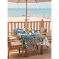 thumbnail image 2 of Outdoor Tablecloth with Umbrella Hole for Patio/Picnic/Party/Camping, Nautical Coastal Waterproof Table Cloth Rectangle Table Cover Washable, Retro Marine Life Seahorse Compass Map Beige (52"x 70"), 2 of 8