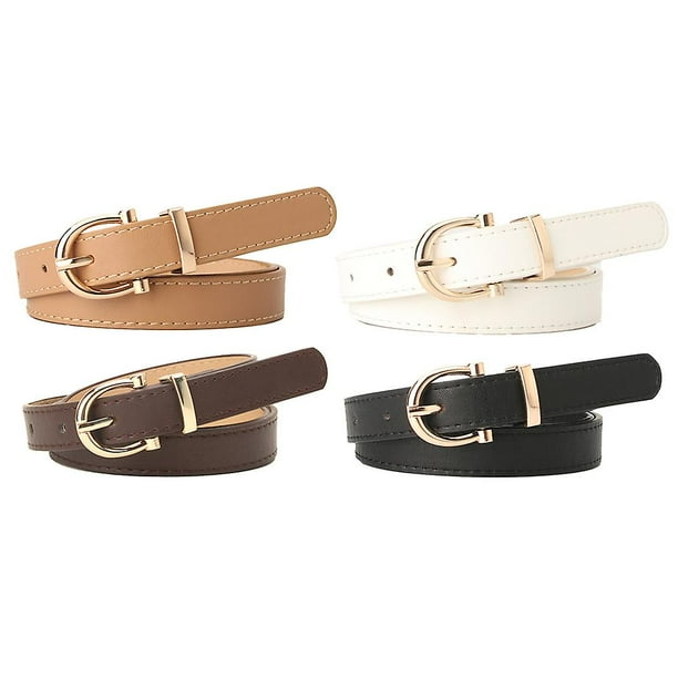 4 Pack Kids Leather Belts For Girls Solid Colors Skinny Belt For Teen Girls With Double O ring Buckles Walmart