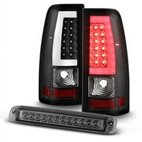 AKKON - For 1999-2002 Chevy Silverado | 1999-2006 GMC Sierra LED Tube Black Tail Lights   Smoked 3rd Brake Light