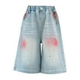thumbnail image 4 of Coerni Girls Tie dye Jeans Cargo Baggy Pants Teens Stretchy Straight Regular Clothes High Waist Denim Shorts Pull on Loose Leg, 4 of 9