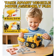 Kids Tool Set – Toddler Tool Set with Construction Vehicle & Electronic Toy Drill, Pretend Play Kids Toys, Toy Construction Tools for Kids Ages 3 4 5 6 7 8 Years Old (Black & Yellow)