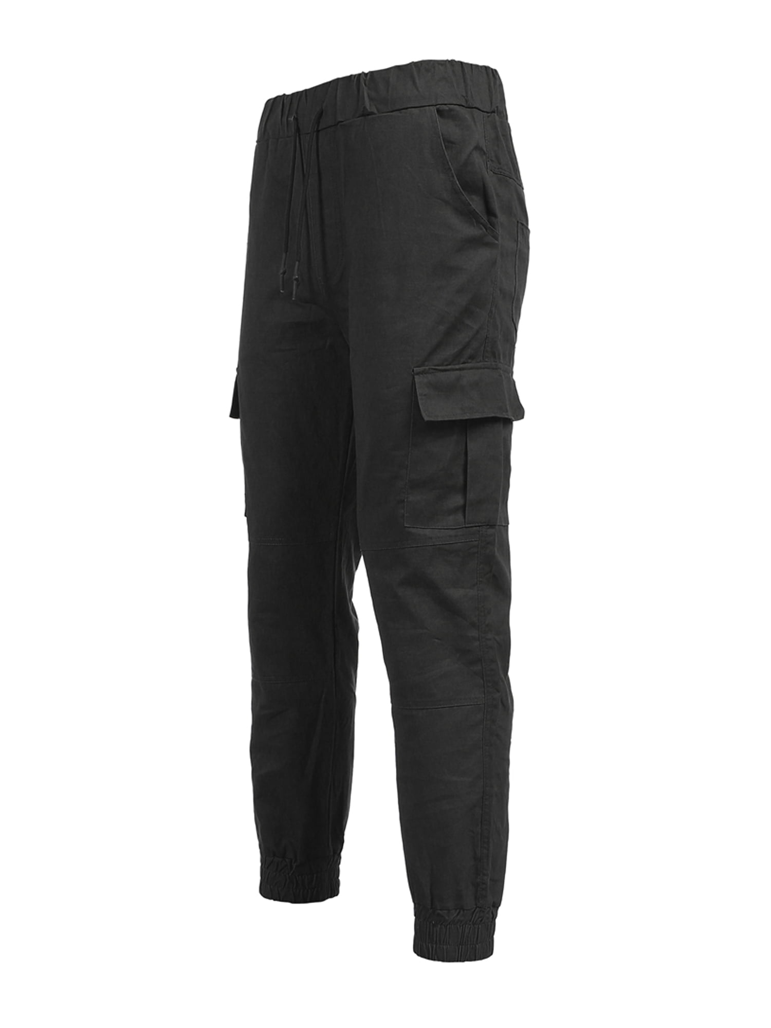 Men Elastic Waist Ankle-Tied Cargo Pants