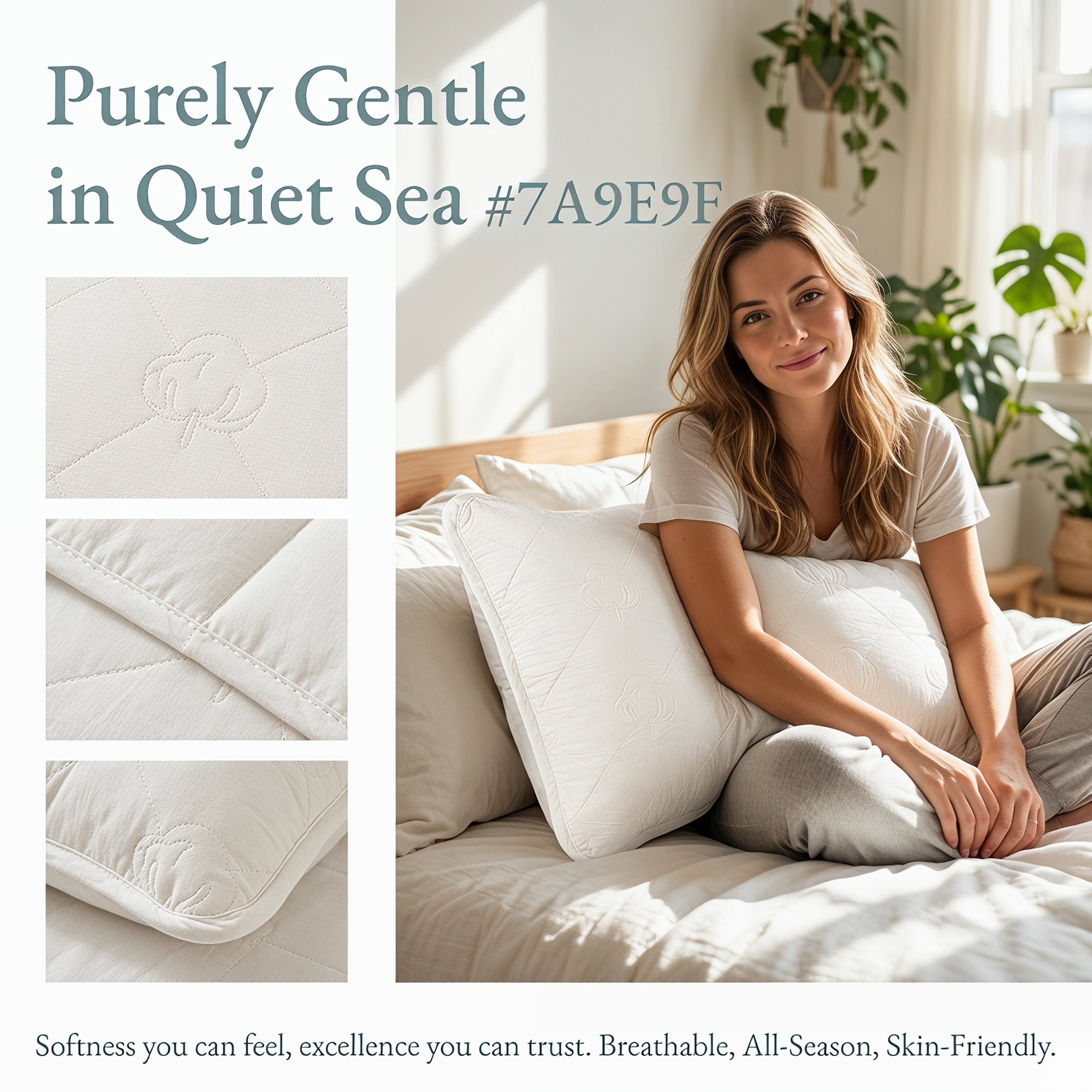 Unique Bargains 1 Pack Breathable Hypoallergenic Cotton Pillow Protector Milk White