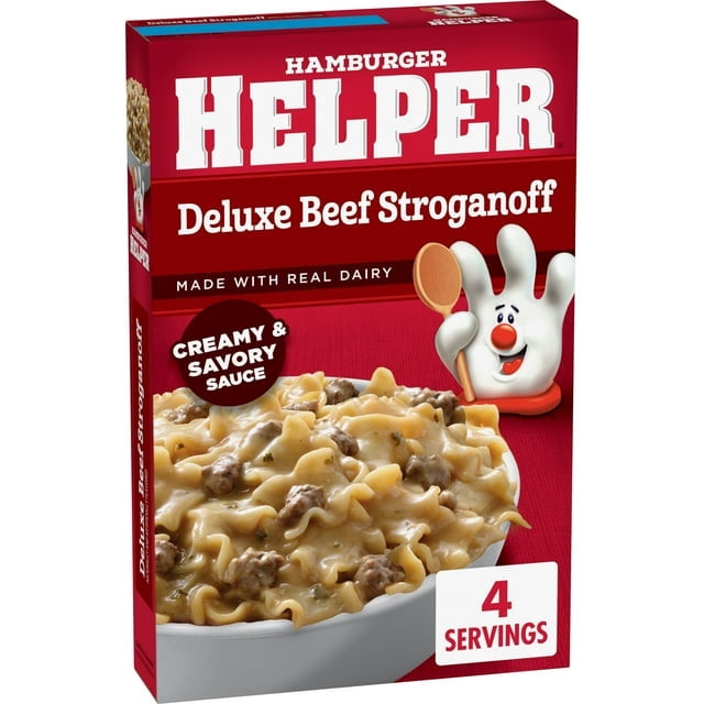 6Pack Of Hamburger Helper Deluxe Beef Stroganoff Pasta Meal Kit, 5.5 oz – Creamy Pasta Dinner Made Easy,,With Olive Green Bowl By ValueNest
