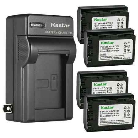 Image of Kastar 4-Pack Battery and AC Wall Charger Replacement for Sony Alpha A7R3 α7R3 Alpha ILCE-7RM3 Alpha A6600 α6600 Camera Sony Alpha 1 Mirrorless Digital Camera Sony FX3 Full-Frame Cinema Camera
