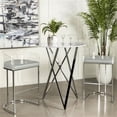 thumbnail image 6 of Pemberly Row Metal Faux Marble Round Top Bar Table White and Chrome, 6 of 8