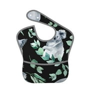 Bingfone Mess-Proof Baby Bib - Waterproof Bib For Baby Boy Or Girl With Food Catcher Pocket, Unisex-Cartoon Koala Bear