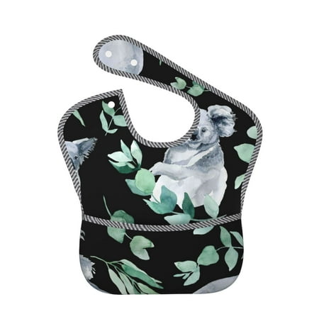 Bingfone Mess-Proof Baby Bib - Waterproof Bib For Baby Boy Or Girl With Food Catcher Pocket, Unisex-Cartoon Koala Bear