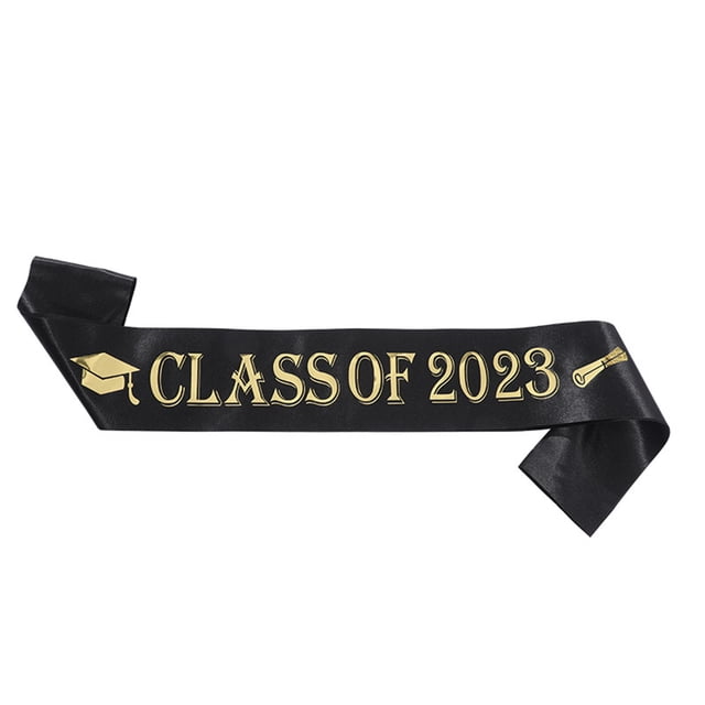 Graduation Sash 160 cm x 10 cm Glitter Pattern Cloth Ribbon for Commencement Ceremony Wear