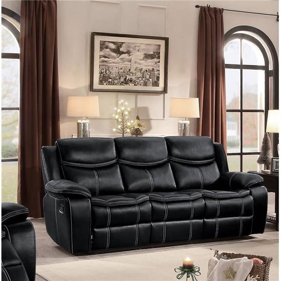 39.5 x 38.5 x 87.5 in. Bastrop Double Reclining Sofa - Black