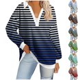 thumbnail image 2 of Utoimkio Plus Size Tunic Tops for Women V Neck Loose Fit Shirts Casual Striped Print Basic Tops Tees Blouses for Women, 2 of 4