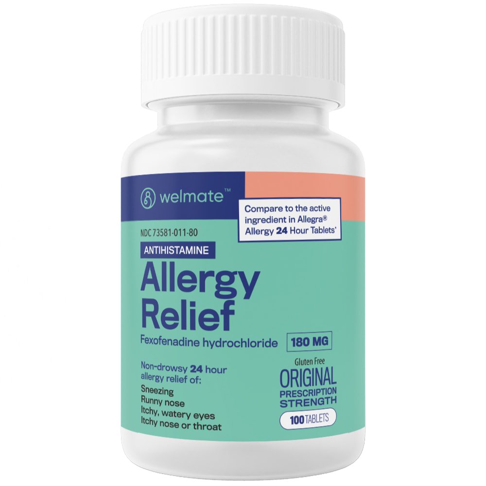 Allergy Relief 100 Count Welmate Fexofenadine HCl 180 mg NonDrowsy