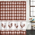 thumbnail image 2 of Farmhouse Orange Plaid Shower Curtain, Waterproof Shower Curtains for Bathroom, Vintage Country Cock Checkered Washable Fabric Bathtub Curtain Set Bath Decor with 12 Hooks 72"x78", 2 of 8