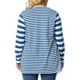 thumbnail image 2 of Unique Bargains Women's Plus Size Open Front Striped Mixed Cardigan, 2 of 7