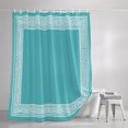 thumbnail image 3 of Teal Geometric Shower Curtains for Bathroom, White Greek Key Design Abstract Modern Art Waterproof Fabric Shower Curtain, Decorative Bathroom Curtain for Bathtub, 72"x78" , No Hooks Included, 3 of 9