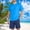 New-Sky Blue, variant on PNTUTB Men's Sports Set Solid-Color Casual Loose Short-Sleeve Crew-Neck Top and Drawstring Shorts Set Two-Piece Set for Running and Fitness Training